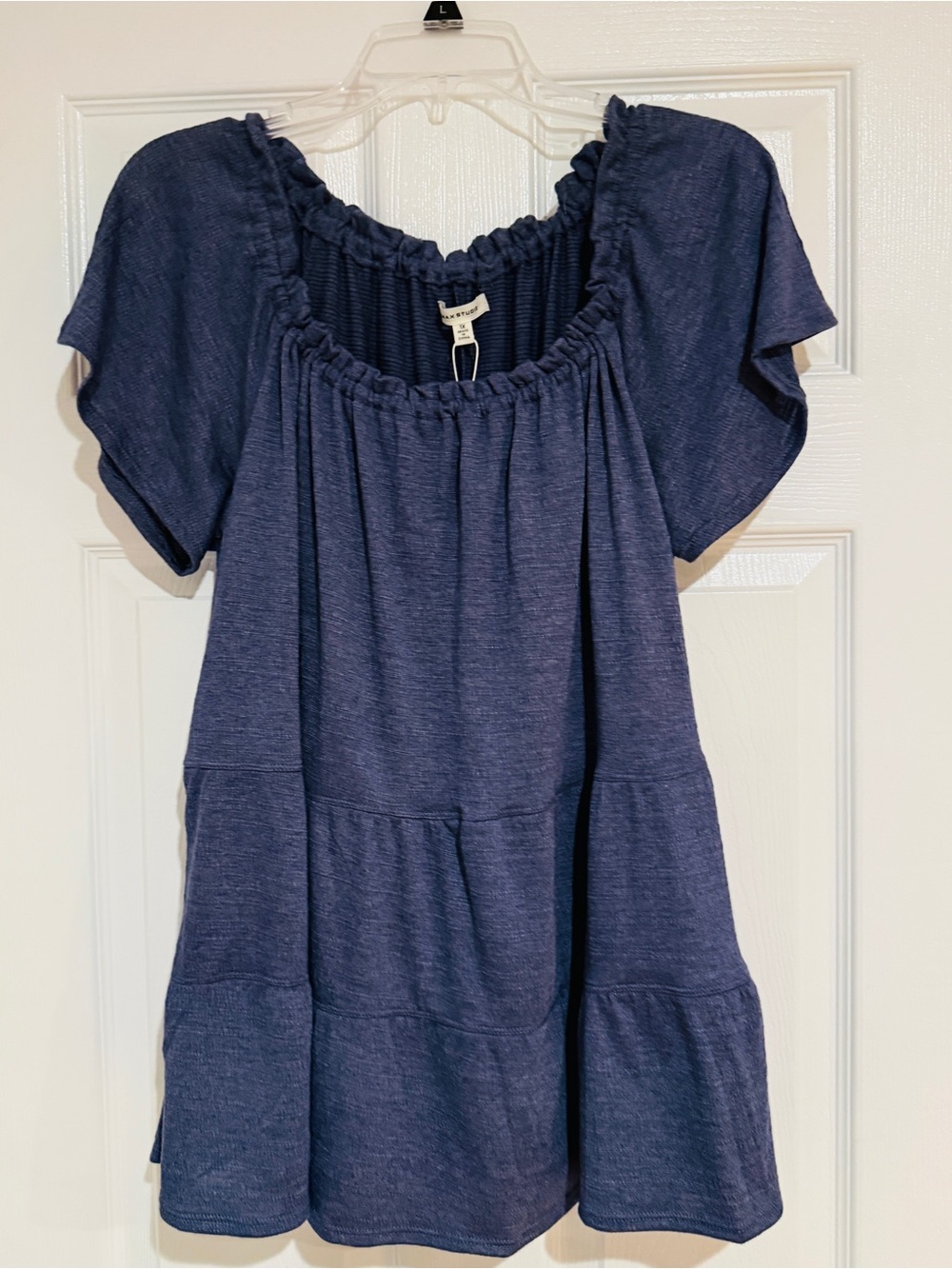 Max Studio Navy Blue Peasant Tunic